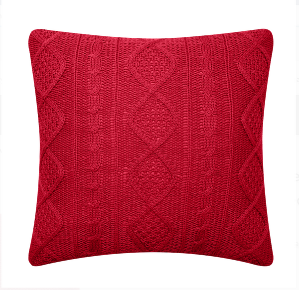 20" x 20" Better Homes & Gardens Feather Filled Wide Cable Knit Decorative Throw Pillow, Red