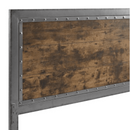 QUEEN SIZE Walker Edison Furniture 48" Industrial Wood and Metal Panel Headboard - Brown