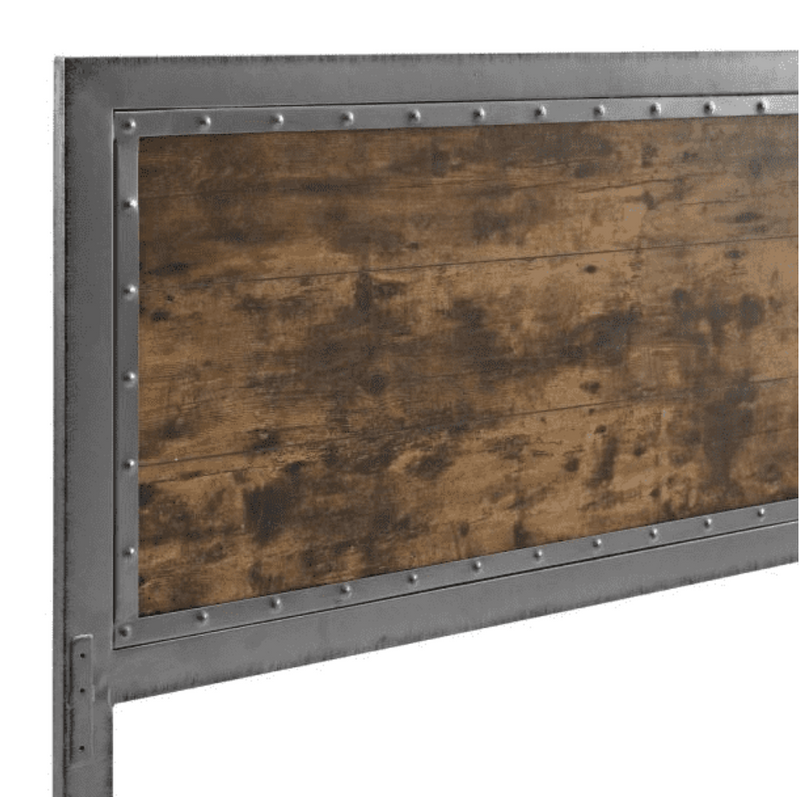QUEEN SIZE Walker Edison Furniture 48" Industrial Wood and Metal Panel Headboard - Brown