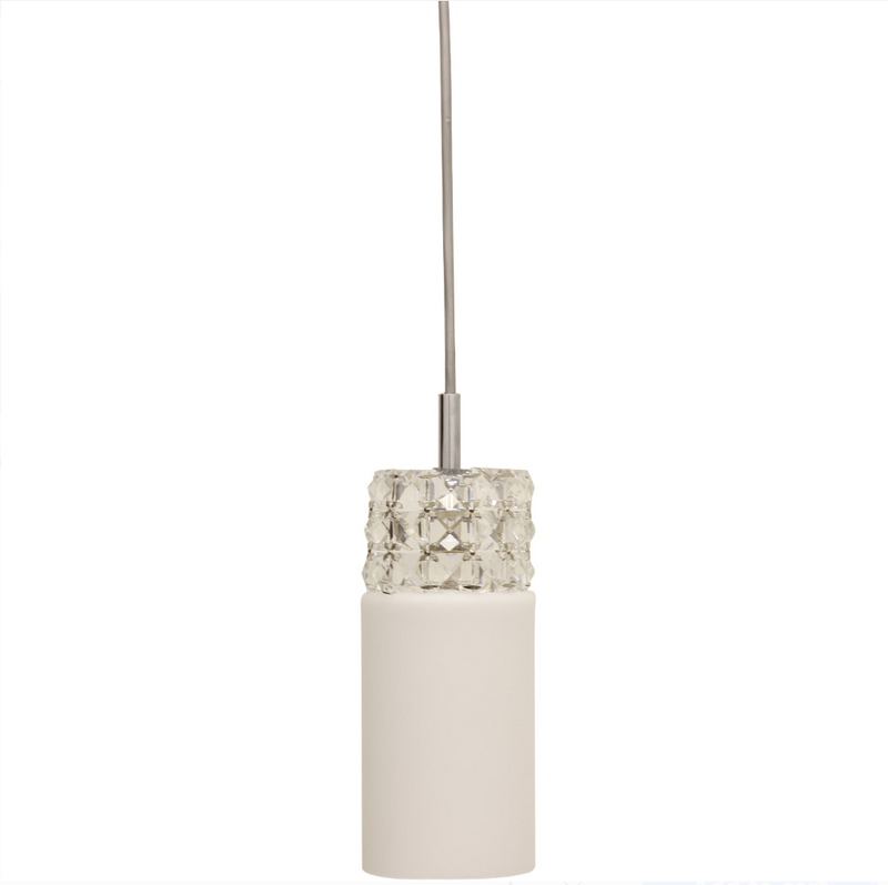 Decor Therapy White Opal Glass and Crystal Pendant Light (4.75"L x 4.75"W x 7.75"H)