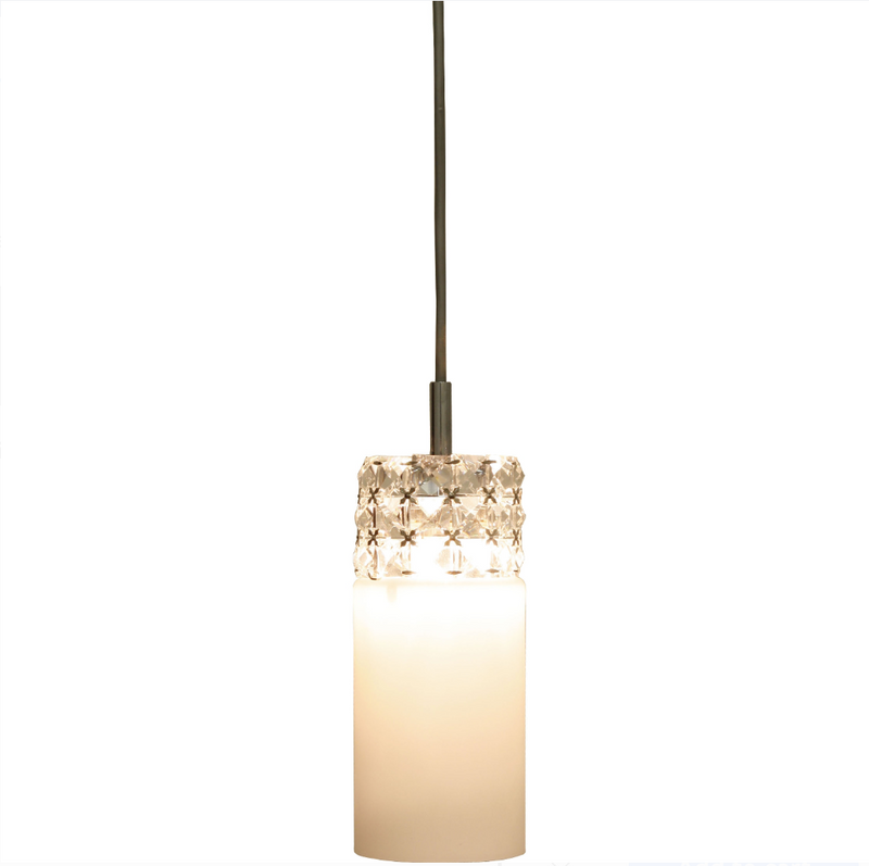 Decor Therapy White Opal Glass and Crystal Pendant Light (4.75"L x 4.75"W x 7.75"H)