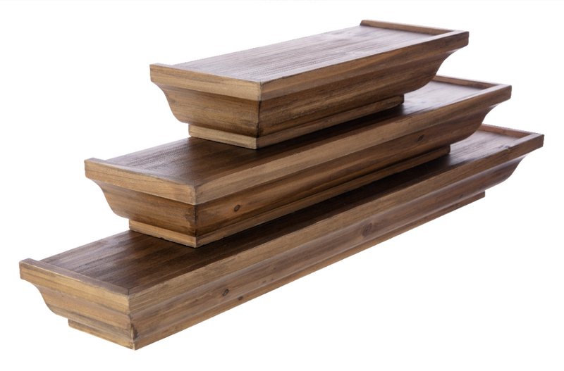 kieragrace Muskoka Fitz Wood FLOATING Shelves - Walnut, 12", 18", 24", Set of 3