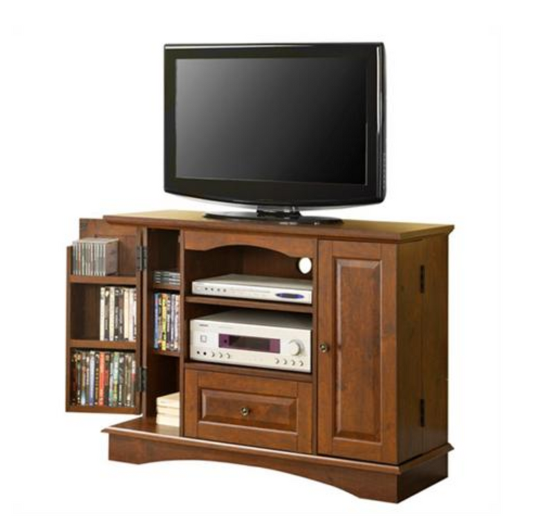 Walker Edison WQ42BC3TB 42 in. TV Stand with Media Storage - Traditional Brown (2102787899459)