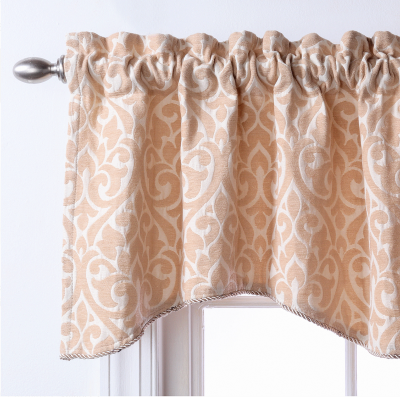 55" x 17" Twill & Birch Bryce Chenille Sand Scalloped Curtain Valance with Cording