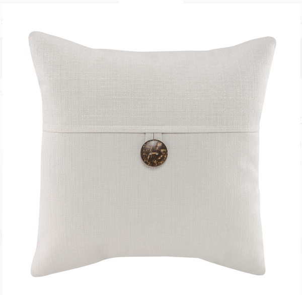18" x 18" Mainstays Dynasty Coconut Button Accent Decorative Throw Pillow, Gray