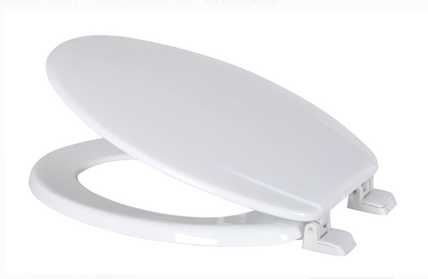 Dream Bath Heavy Duty Elongated Toilet Seat with quick-attach easy install hardware, MDF White