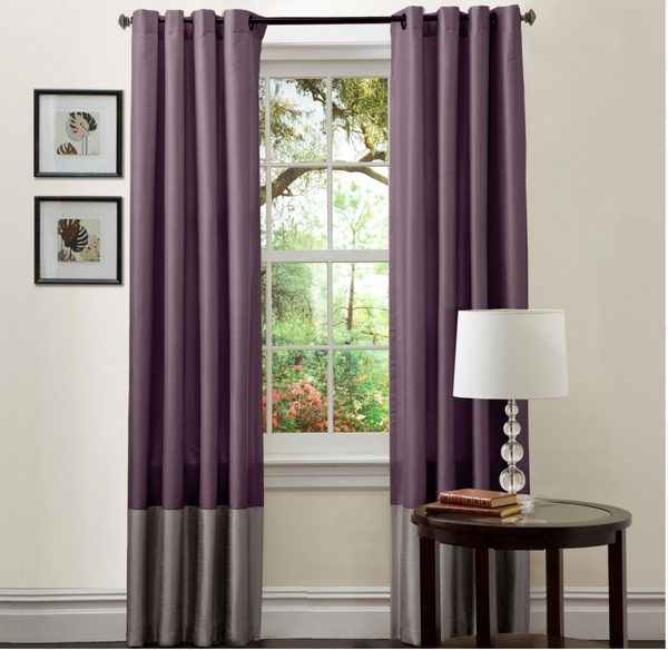 54" x 84" Prima Gray/Purple Window Curtain Set