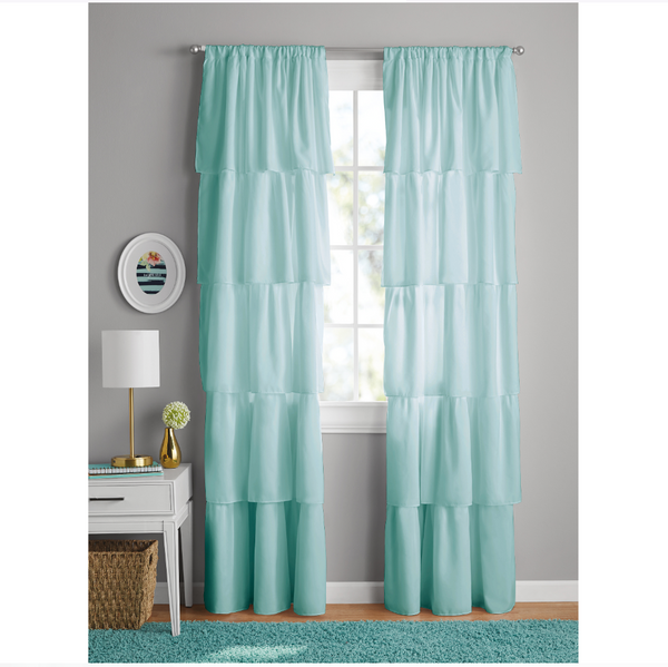 42" x 84" Your Zone Ruffle Girls Bedroom Curtain, Mint