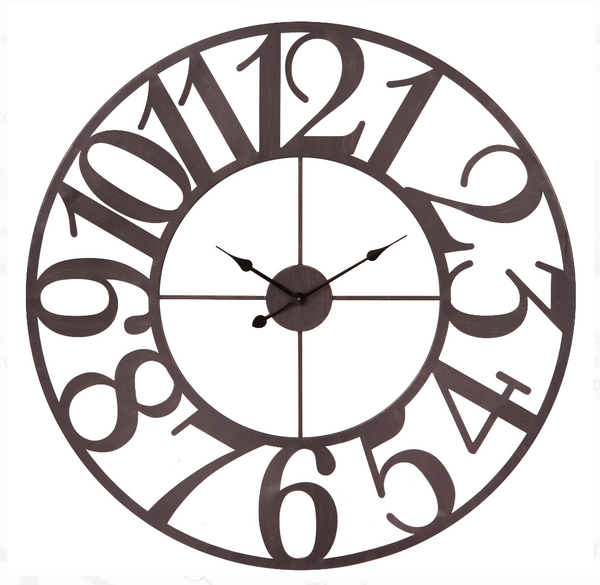 40 Inch Oversized Bronze Metal Cut Out Wall Clock