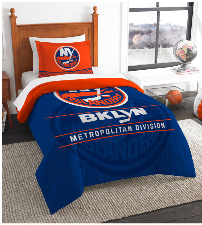 TWIN SIZE York Islanders The Northwest Company NHL Draft Comforter and Sham Set, Blue/Orange