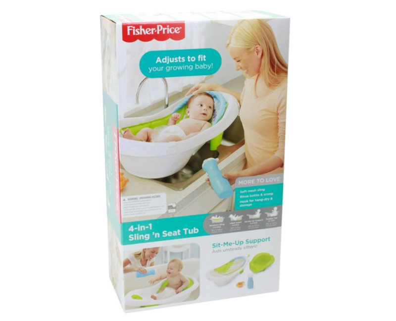 Fisher-Price - 4-in-1 Sling 'n Seat baby Tub - White/Blue/Green