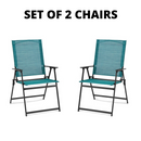 SET OF 2 Greyson Square Outdoor Patio Steel Sling Folding Chairs Teal