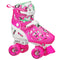 (L 3-6) Roller Derby Trac Star Youth Kids' Adjustable Roller Skate - White/Pink