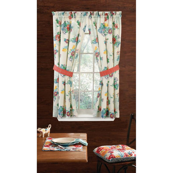 The Pioneer Woman Country Garden Window Curtain Panel, 40"W x 63"L , Set of 2