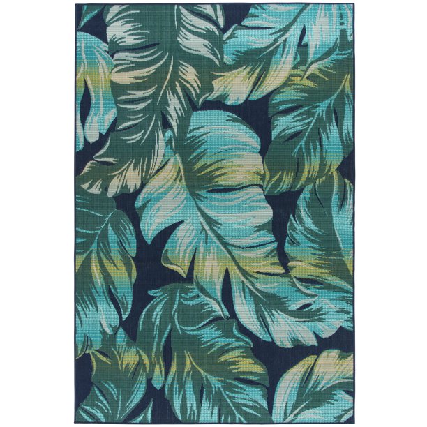 Mainstays 8'6"x13' Navy Tropical Palm Outdoor Area Rug