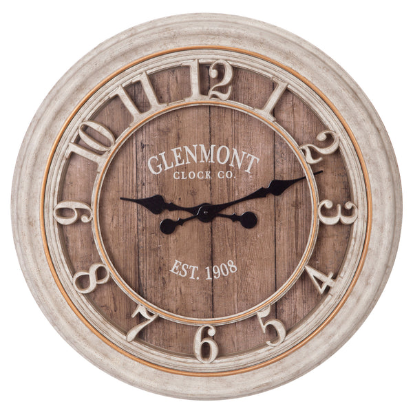 28" Distressed Gray Wood Plank Glenmont Wall Clock (3866517471299)