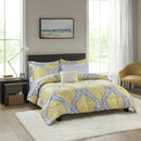 Mainstays Yellow Damask 8 Piece Bed in a Bag Bedding Set, Full