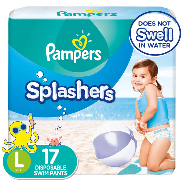 Pampers Splashers Snug Fit Swim Diapers, Size L, 17 Ct
