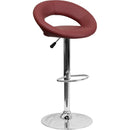 SET OF 2 burgundy Vinyl Rounded Back Adjustable Height Barstool with Chrome
