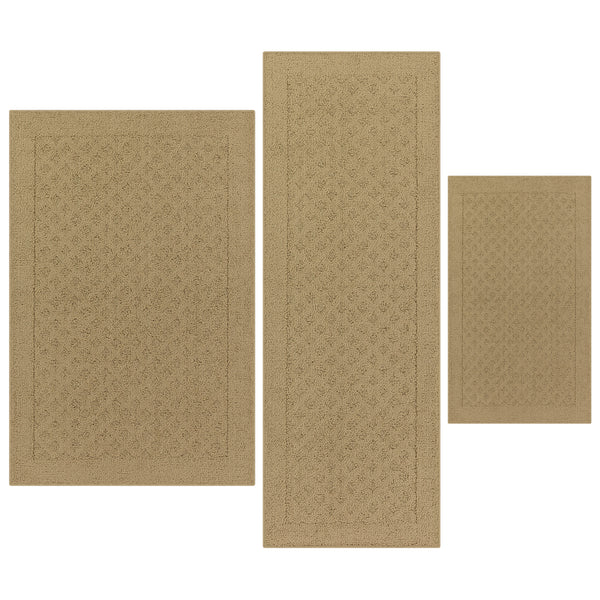 Mainstays Dylan Solid Indoor Living Room Rug Set, Beige, 3-Piece Accent Rug Set