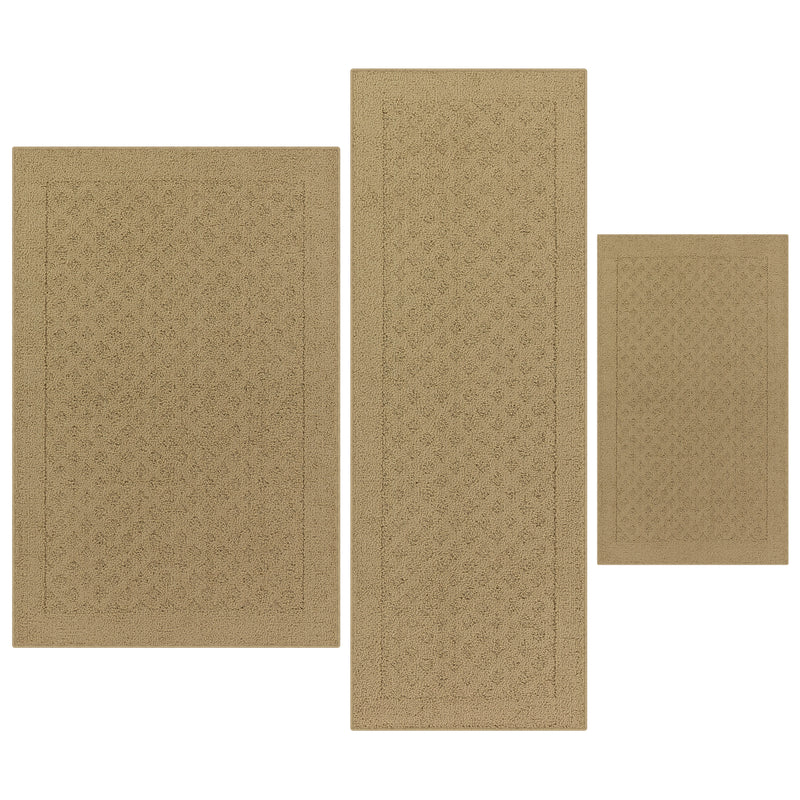 Mainstays Dylan Solid Indoor Living Room Rug Set, Beige, 3-Piece Accent Rug Set