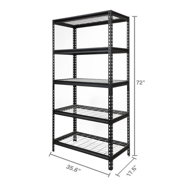 WORKPRO 36" W x 18" D x 72" H 5-Shelf Freestanding Shelves, Storage Rack, Black