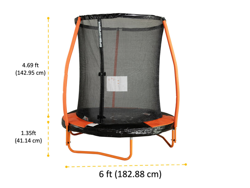 Bounce Pro 6-Foot Trampoline, with Enclosure and Mini Flash Light Zone, Orange
