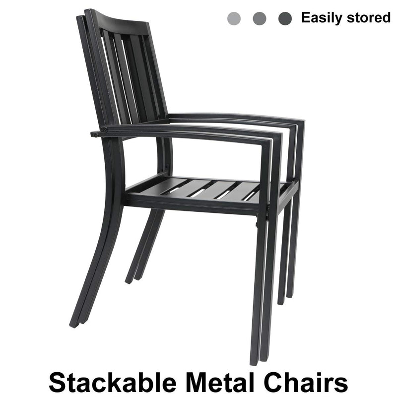 Metal Patio Outdoor Dining Chairs Set of 2 Stackable Bistro Deck Chairs