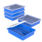 Storex Flat Storage Tray with Lid, Letter Size, 10 x 13 x 3 Inches, Blue, 5-Pack