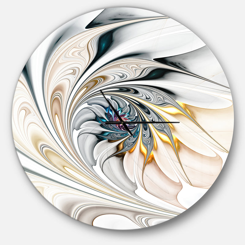 38 x 38 Designart 'White Stained Glass Floral Art' Metal Wall Clock