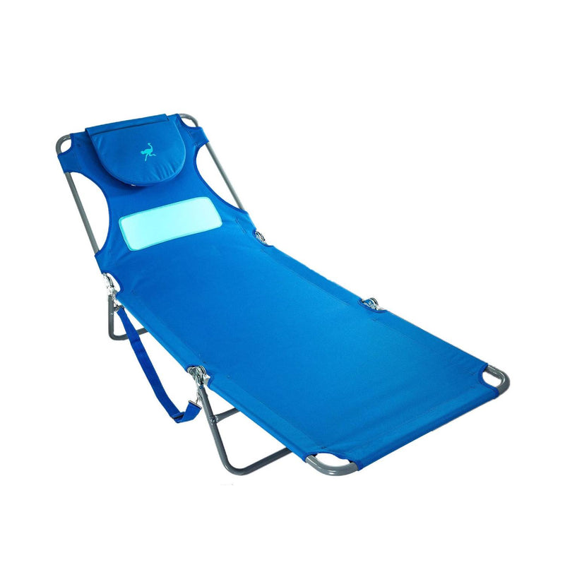 Ostrich Comfort Lounger Face Down Sunbathing Chaise Lounge Beach Chair, Blue