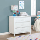 Dream On Me Universal 3 Drawers Chest Mid Century Modern In White, Model