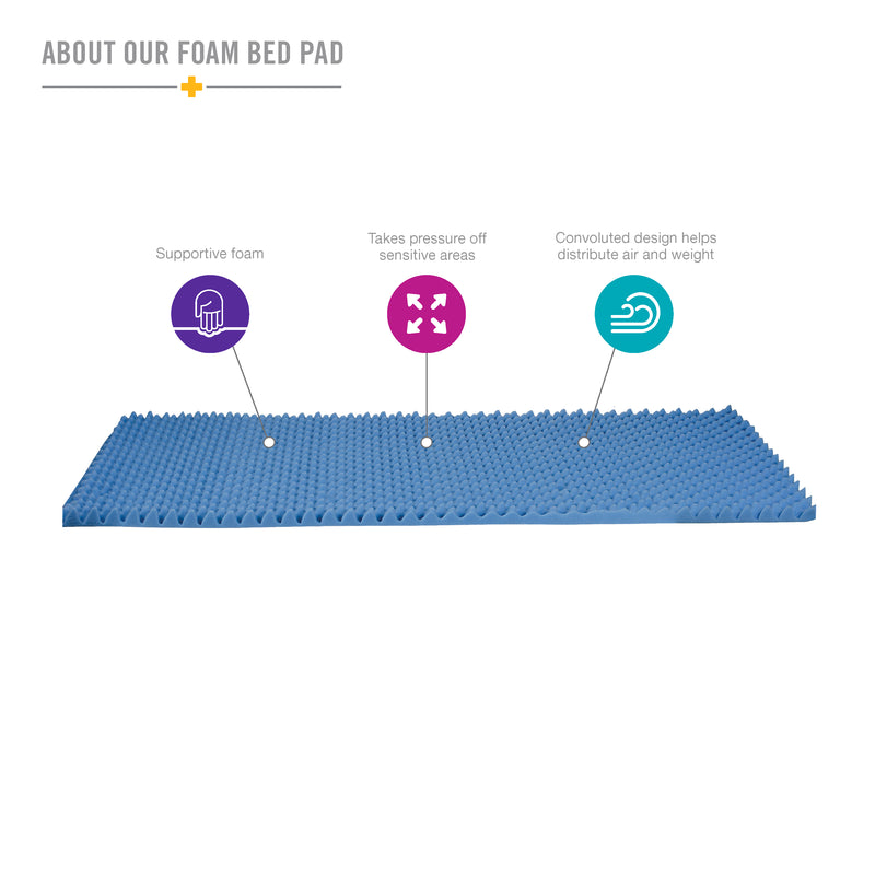 Duro-Med Foam Bed Topper, Hospital Bed Pad, Foam Bed Pad, Soft Foam Bed Topper for Support, Blue, 33 x 72 x 2 Inches