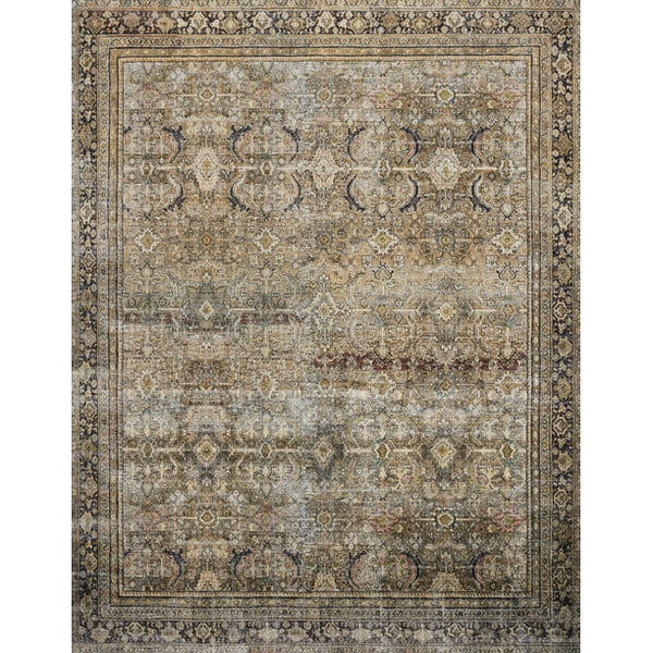 5'-0" x 7'-6" Loloi II Layla Printed Oriental Distressed Olive / Charcoal Area Rug