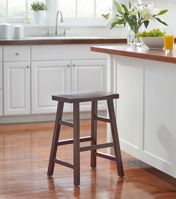 Mainstays Counter Height Saddle Bar Stool, 24", Brown