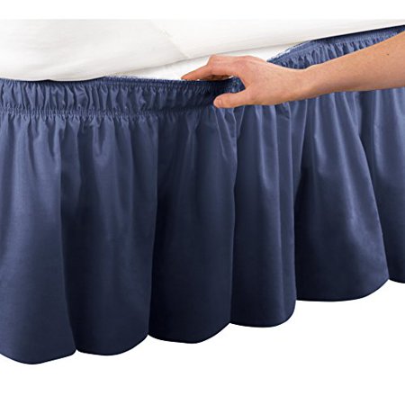 EasyFit Wrap Around Solid Ruffled Bed Skirt, Navy (2102447603779)