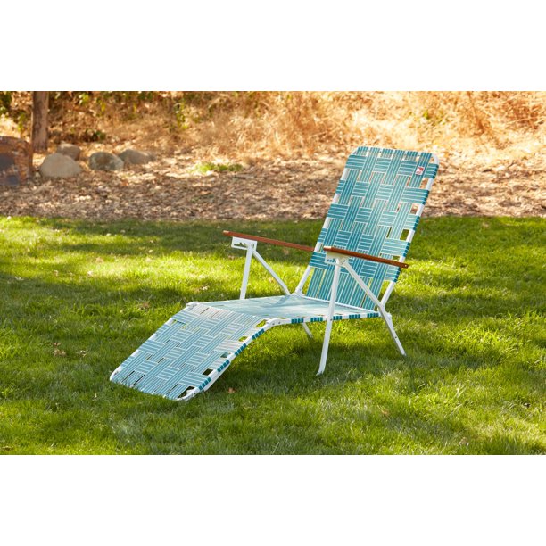 Outdoor Spectator Classic Webbed Folding Chaise Lounger Camp/Lawn Chair (Green)