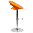 SET OF 2 Contemporary Vinyl Rounded Back Adjustable Height Barstool with Chrome