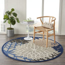 Nourison Aloha Indoor/Outdoor Tropical Floral Blue/Multicolor 4' x ROUND Area Rug, (4' Round)