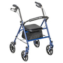 Drive Medical Four Wheel Rollator Rolling Walker with Fold Up Removable Back Support, Blue