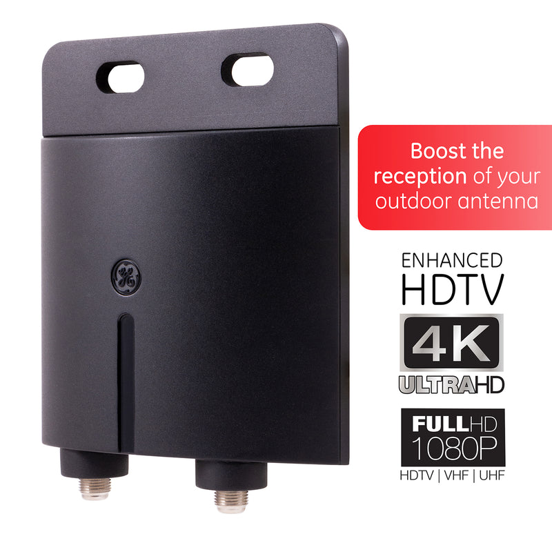 GE Outdoor HD TV Antenna Amplifier Signal Booster, 4K 1080P VHF UHF, 42179