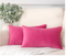 Phantoscope Soft Silky Velvet Series Decorative Throw Pillow, 12” x 20”, Pink, 2 Pack
