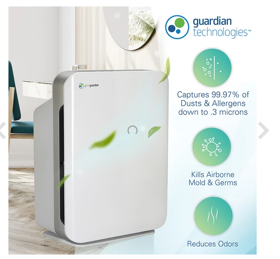 LIGHTLY USED GermGuardian AC5900WCA 21" Air Purifier Console with HEPA & UV-C, 365 sq. ft.